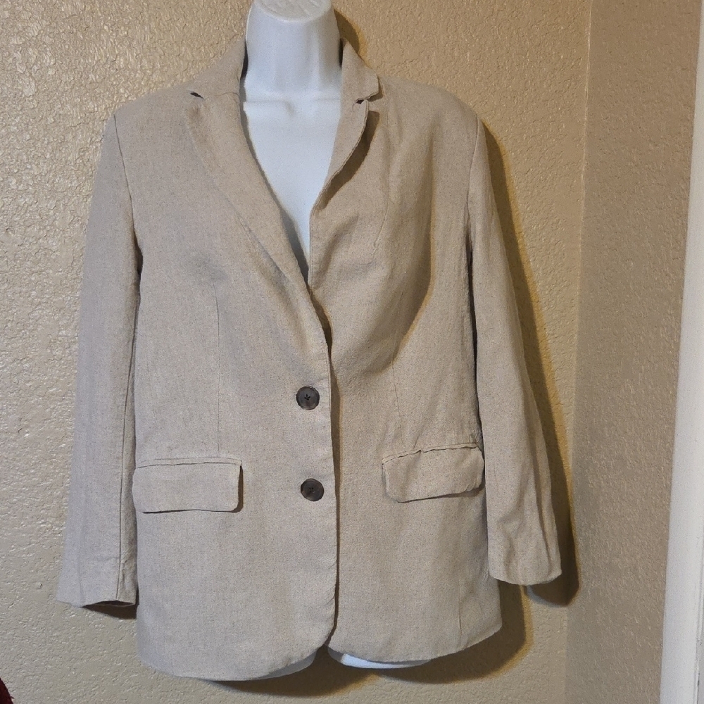 a new day Tan Blazer with Notched Lapels and Structured Shoulders